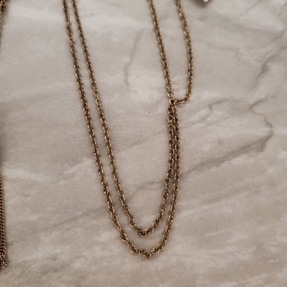 ✨ NEW J.Crew Double Tassel Rhinestones Crystal Pave Pendant Necklace ✨ - Picture 6 of 7